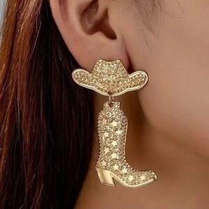 Gold Cowboy Boot and Hat Earrings